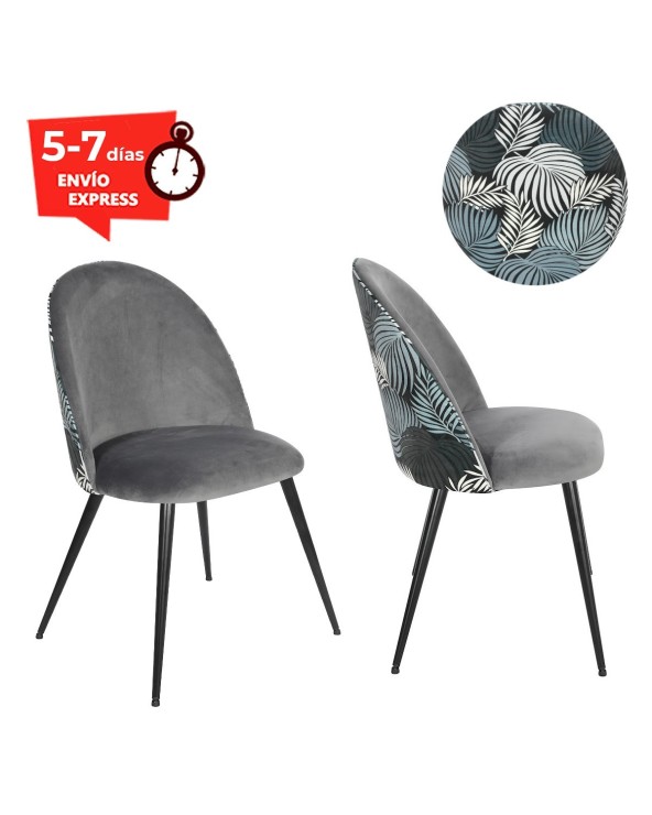 Silla tapizada gris y negro Fiorella