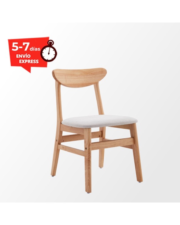 Silla madera maciza con asiento beig Susana
