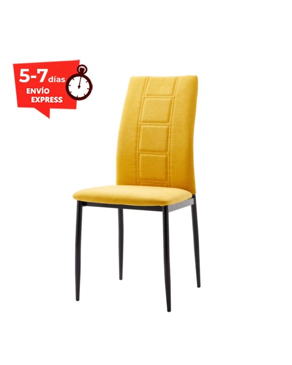 Silla comedor tapizada en tela con patas negras Renata