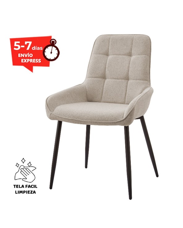 Silla comedor tapizada con patas negras Maracaibo