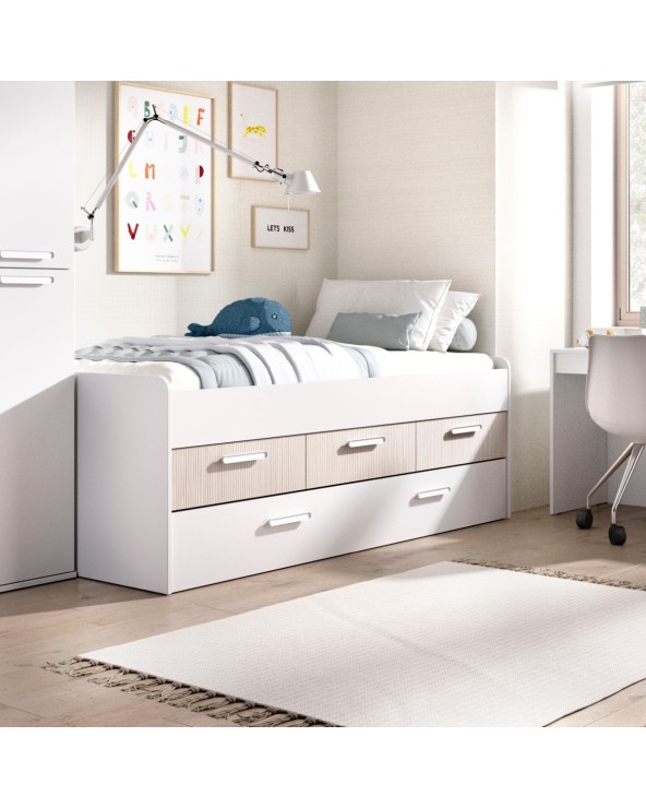 Cama compacta juvenil blanca Kela