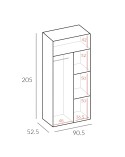 Armario blanco 3 puertas 90 cm Kela