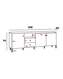 Mueble TV negro y artisan 208 cm Normandía
