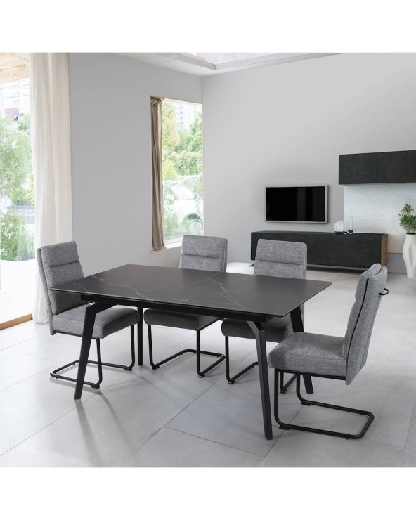 Mesa comedor extensible negra 90x160 cm Aimar