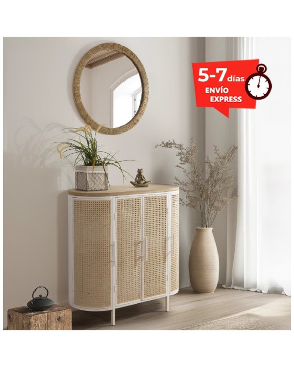 Mueble auxiliar blanco y roble Girasol