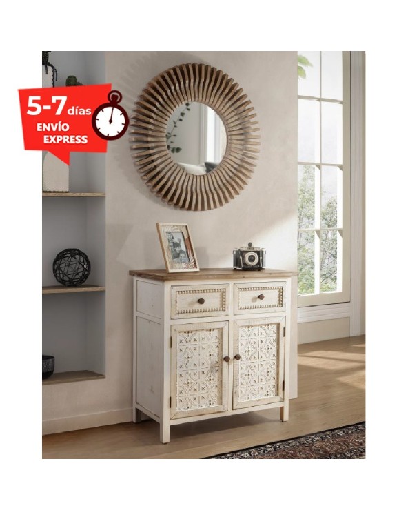 Mueble auxiliar blanco  y madera 80 cm Xenia
