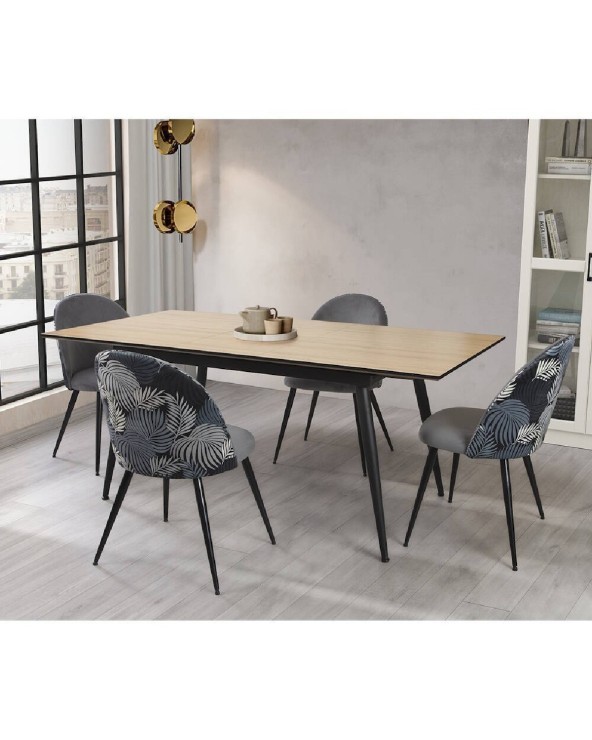 Mesa comedor extensible roble y negro 140x90 cm Glober