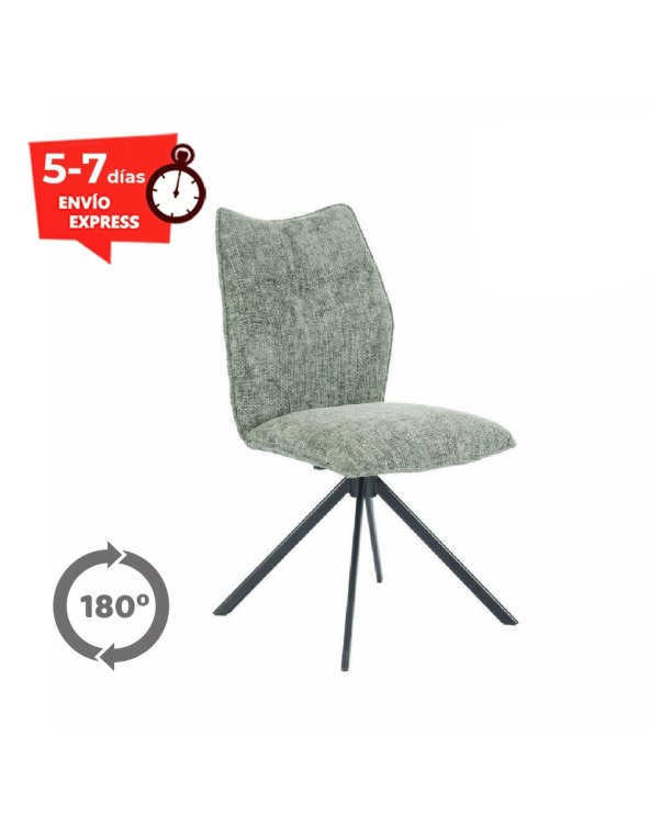 Silla Comedor Giratoria Tapizada con Patas Negras Lavinia