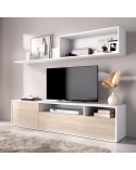 Mueble salón blanco y natural 180 cm Clip