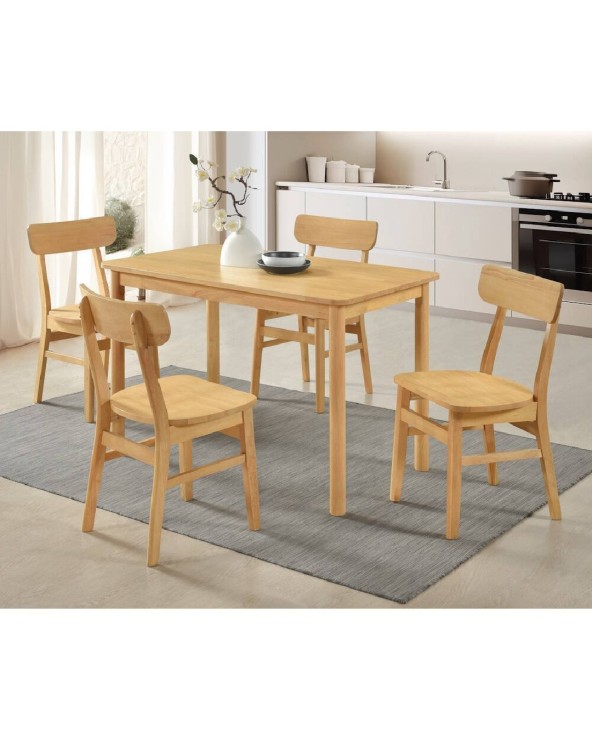 Conjunto mesa y sillas cocina madera maciza natural Texas