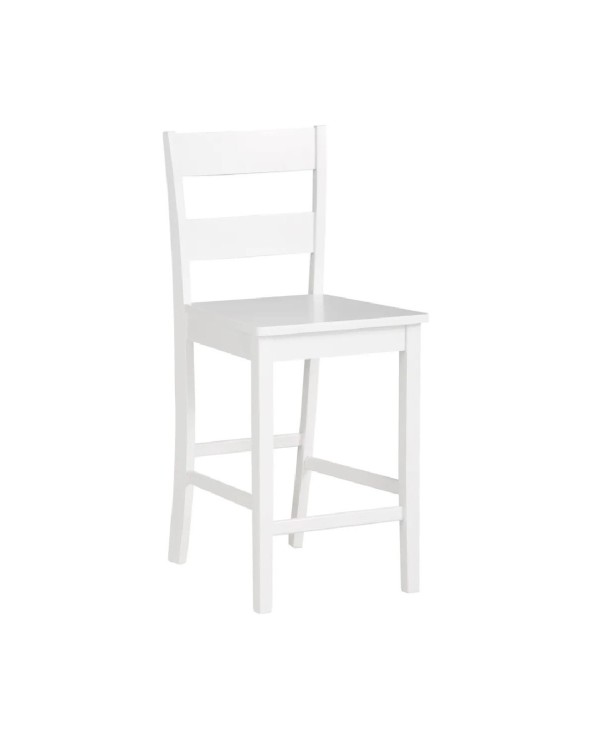 Taburete alto madera blanco lacado