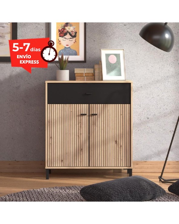 Aparador Recibidor Artisan y Negro 80cm Niza