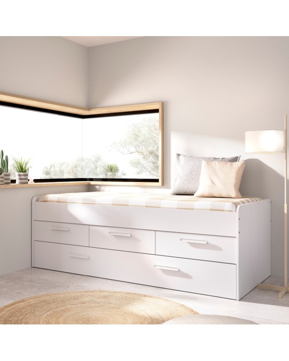 Cama compacta con cajones blanca juvenil Katya