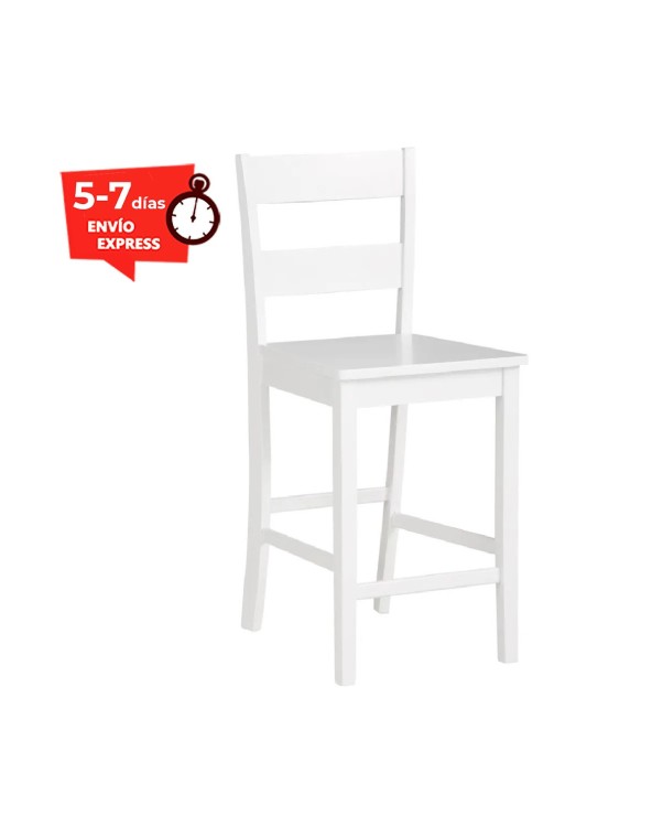 Taburete alto madera blanco lacado