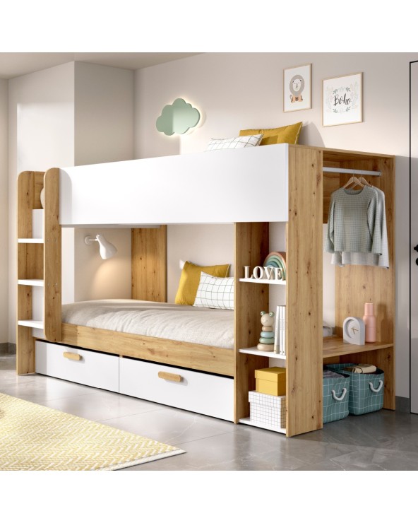 Litera 2 camas 90x200cm con almacenaje Vic