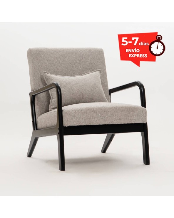Butaca Madera Negra y Tela Gris Edimburgo - MERKAHOME.COM