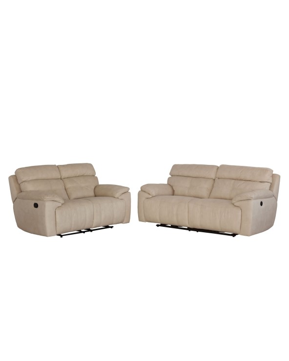 CONJUNTO 3+2 PLAZAS RELAX TAPIZADO EN TELA ROMA