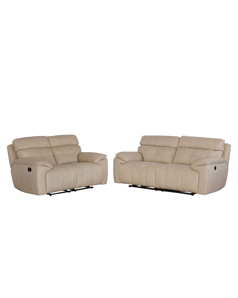 CONJUNTO 3+2 PLAZAS RELAX TAPIZADO EN TELA ROMA