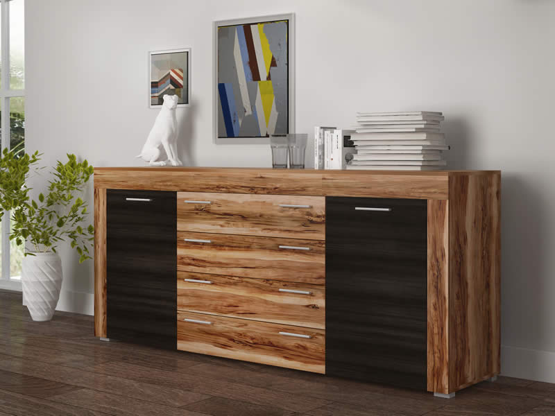 Mueble Aparador color madera envejecida y diseño moderno - MerkaHome