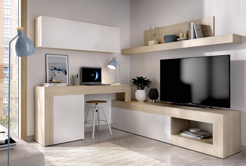 Mueble de salón moderno con escritorio - MerkaHome