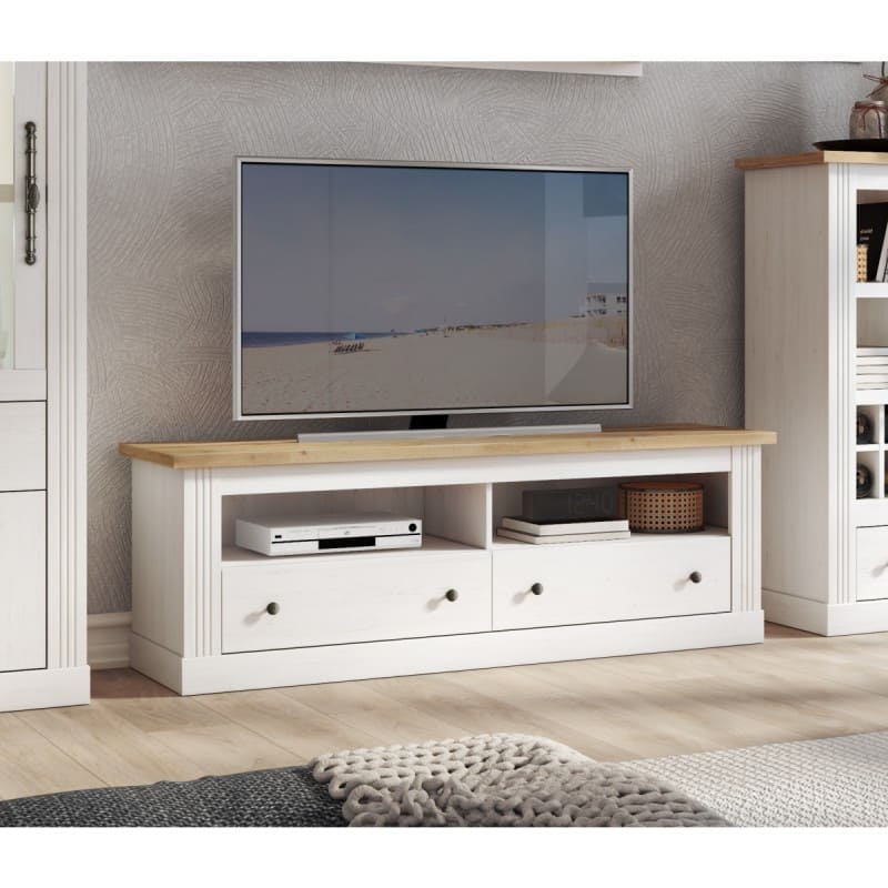Mueble de TV Gibbons de madera blanco - Merkahome
