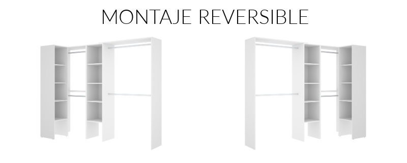 Armario kit vestidor rincón reversible