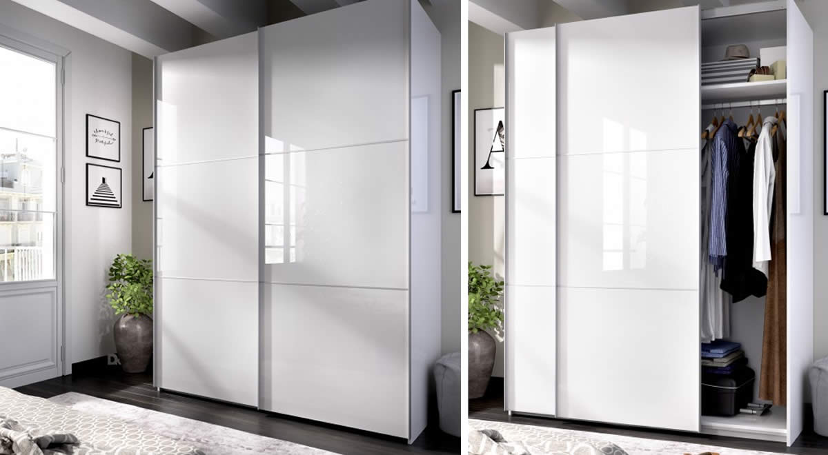 Armario de puertas correderas de 150 cm color blanco MATT