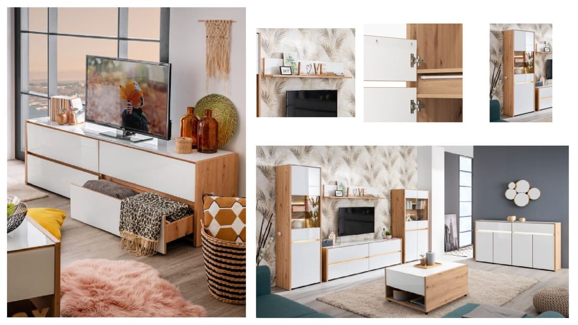 Mueble de salón Roble y Blanco Mónaco de MerkaHome