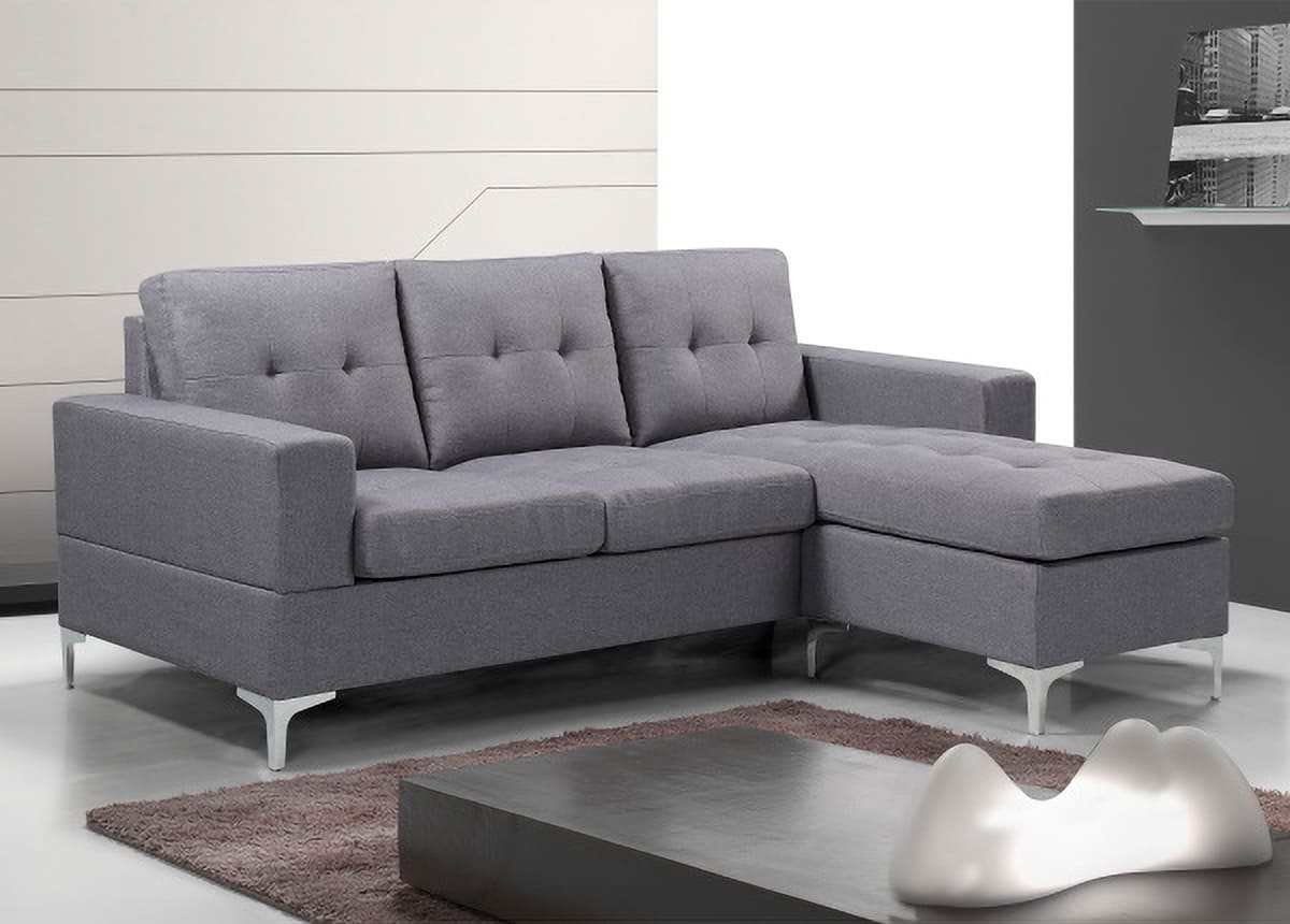 Sofá Chaiselongue 200CM tapizado gris Viana